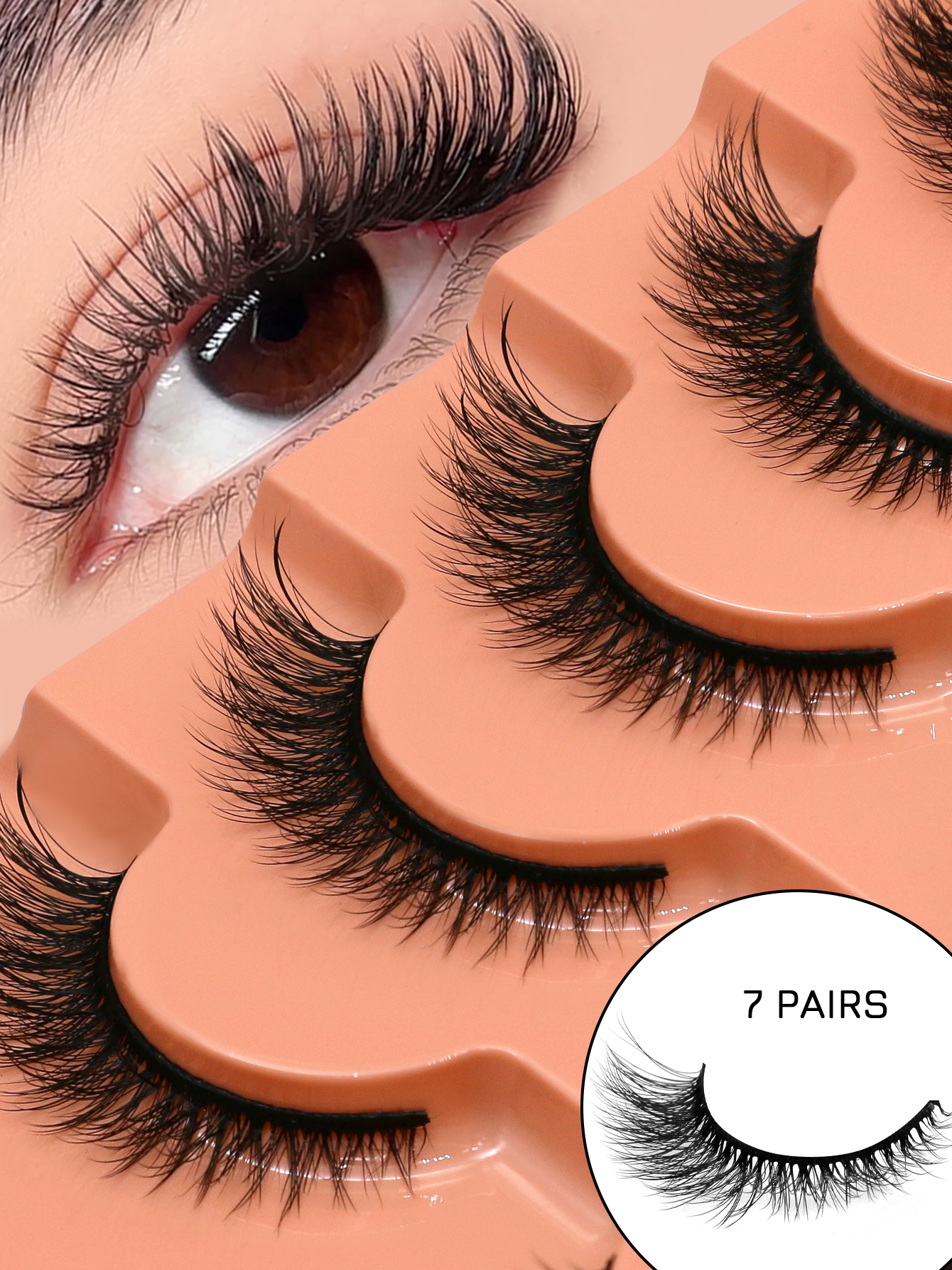 Eyelash Extension Cat Eye Wispy - VELTRINAY Mink Lashes Fluffy 3D False