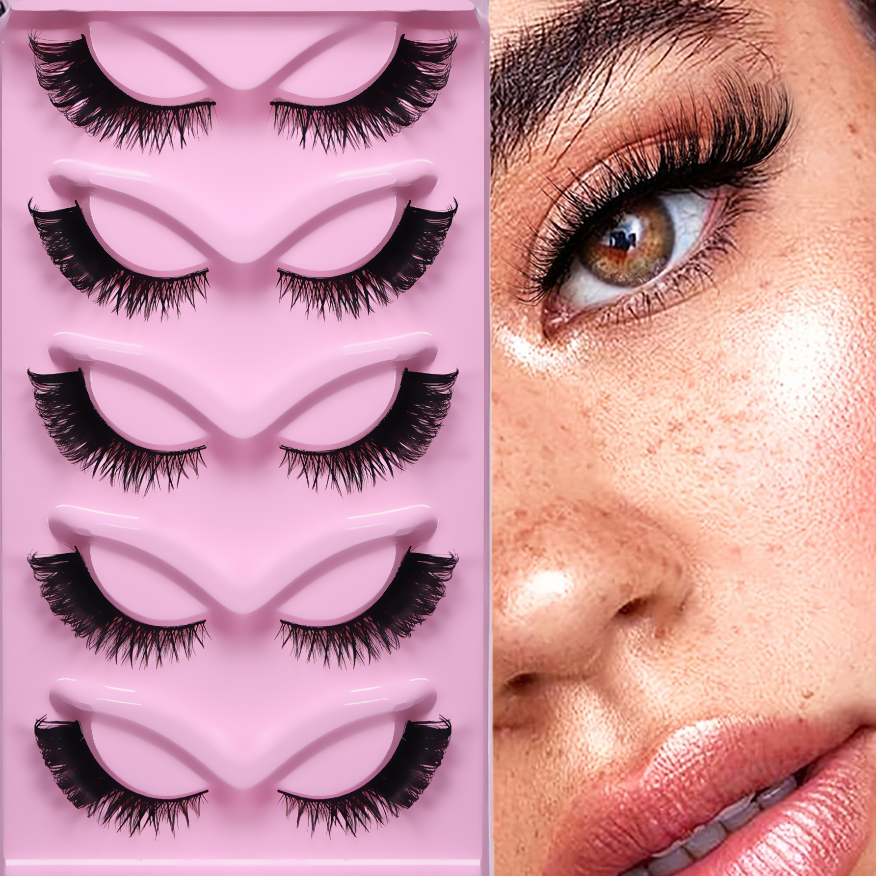 Eyelash Extension Cat Eye Wispy - 5 Pairs Cat Eye Lashes Fluffy