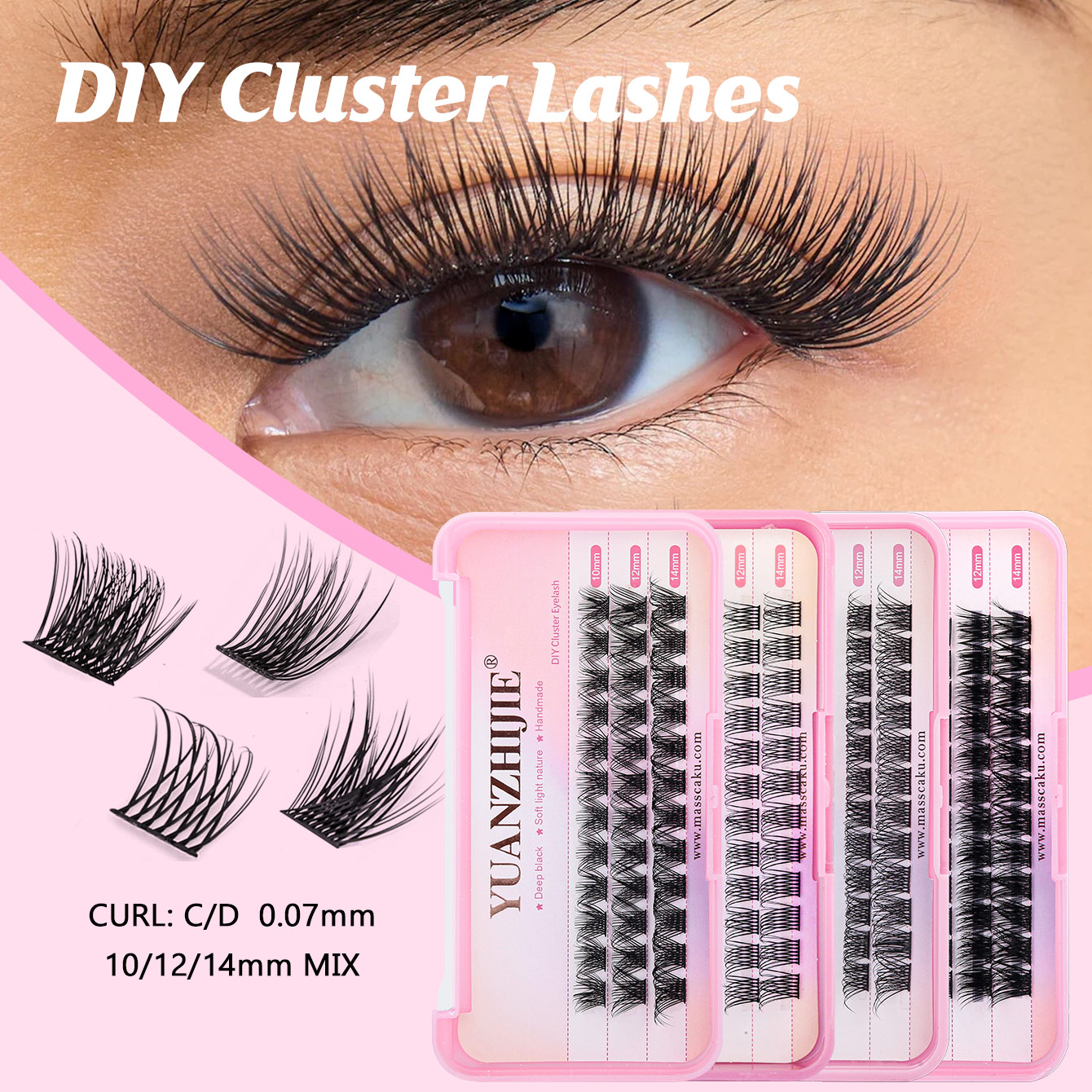YUANZHIJIE 36PCS Cluster Cat E - Eyelash Extension Cat Eye Wispy incelemesi ve fiyatı