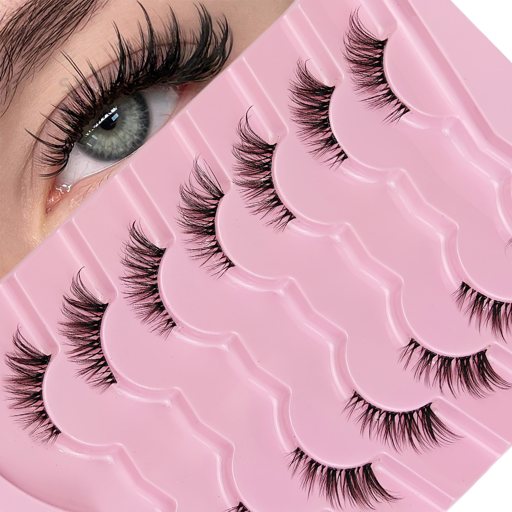 7 Pairs Half Lashes With Clear - Eyelash Extension Cat Eye Wispy incelemesi ve fiyatı