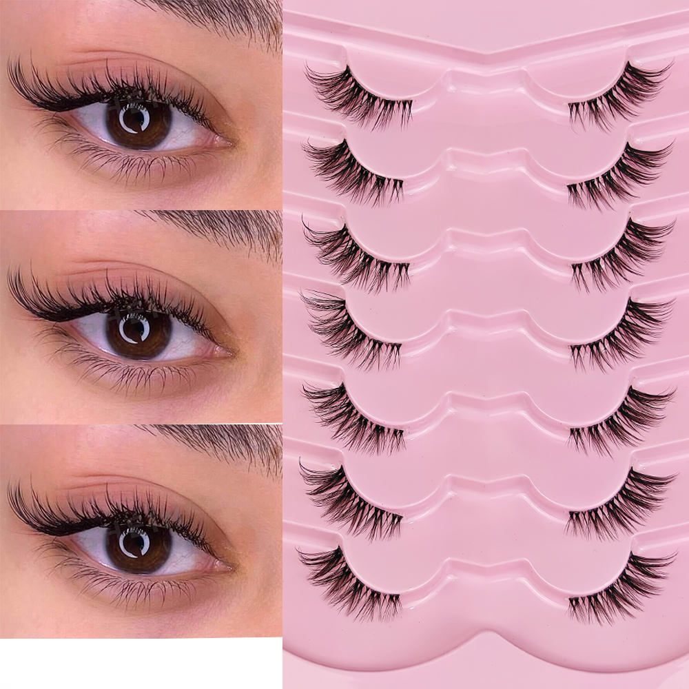7 Pairs Half Lashes With Clear - Eyelash Extension Cat Eye Wispy incelemesi ve fiyatı