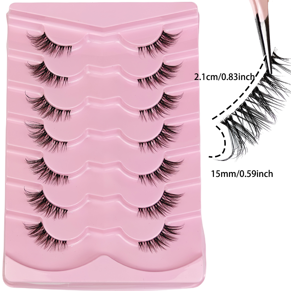 7 Pairs Half Lashes With Clear - Eyelash Extension Cat Eye Wispy incelemesi ve fiyatı